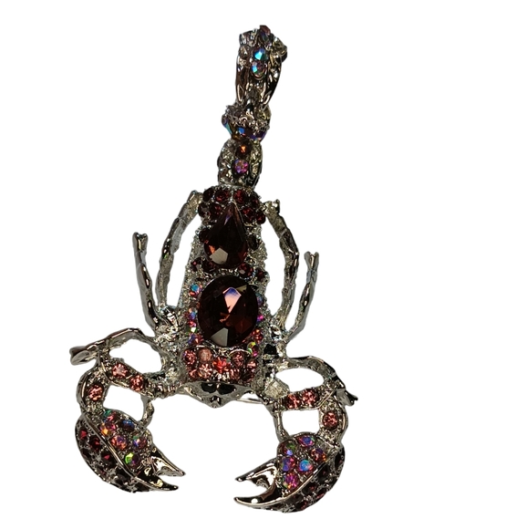 Scorpion Crystal Rhinestone Bling Articulated Stinger Brooch Pendant - Picture 5 of 11